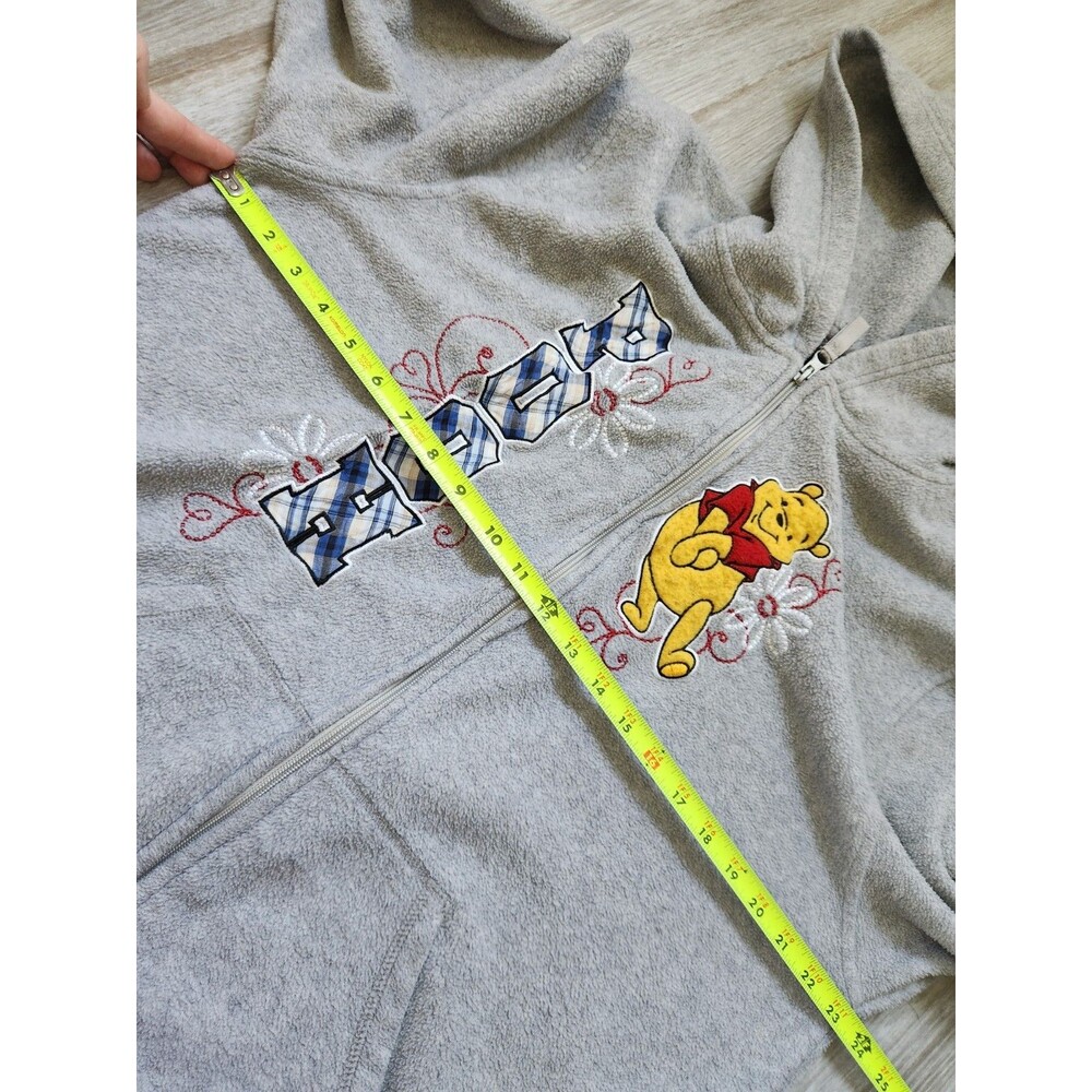 VTG Disney Winnie the Pooh Hoodie Womens XL Gray Zip Up Sweatshirt Embroidered - Picture 7 of 9